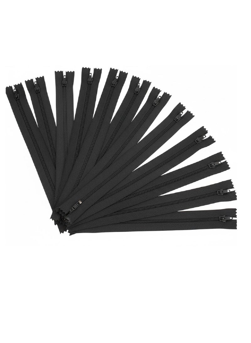 Set of 10 Spiral Zippers 24 cm Nylon Self locking Black - Image 2